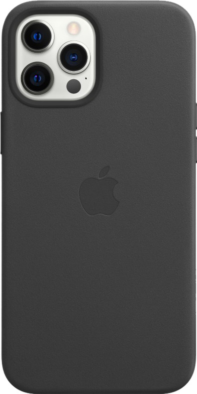 Apple iPhone 12 Pro Max Back Cover met MagSafe Leer Zwart is nooit meer leverbaar