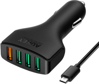 Aukey Autolader 4 USB 3.0 Quick Charge 2A Zwart is nooit meer leverbaar