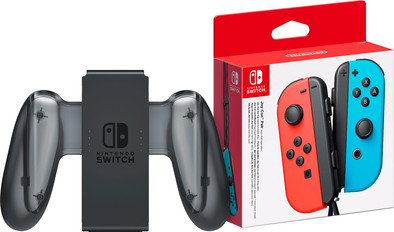 Nintendo Switch Joy-Con set Rood/Blauw + Nintendo Switch Joy-Con Charge Grip is nooit meer leverbaar