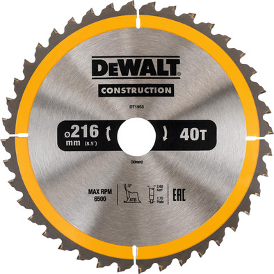 DeWalt Zaagblad voor Hout 216x30x2,6mm 40T is nooit meer leverbaar