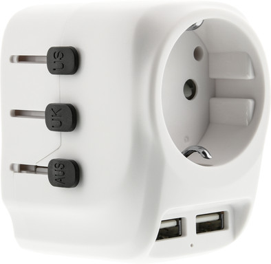 BlueBuilt all-in-one wereldstekker USB wit is nooit meer leverbaar