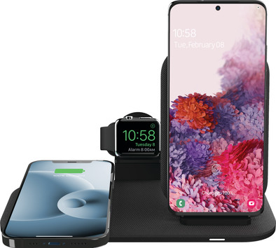 Mophie 3-in-1 Draadloze Oplader 15W met Standaard en Houder voor Apple Watch Oplader is nooit meer leverbaar