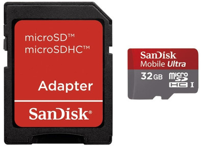 SanDisk microSDHC 32 GB Mobile Ultra + SD Adapter is nooit meer leverbaar