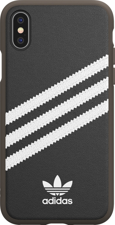Adidas Apple iPhone X / Xs Back Cover Leer Zwart/Wit is nooit meer leverbaar