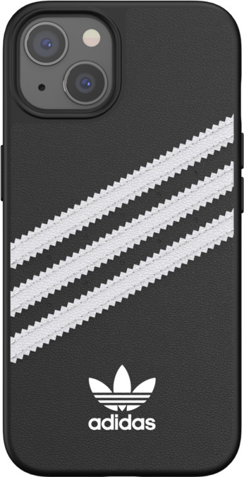 Adidas Apple iPhone 13 Back Cover Leer Zwart/Wit is nooit meer leverbaar