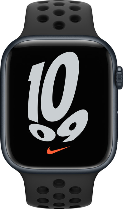 Le produit Apple Watch Nike Series 7 45 mm Aluminium Minuit Bracelet Sport Noir ne sera plus jamais disponible