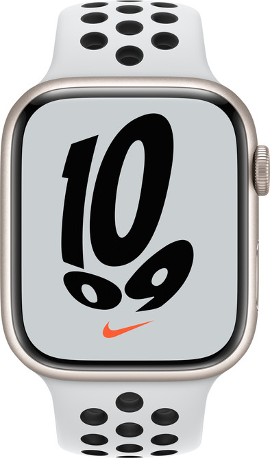 Apple Watch Nike Series 7 45mm Witgoud Aluminium Witte Sportband is nooit meer leverbaar