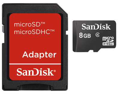 SanDisk Micro SDHC 8 GB + SD Adapter is nooit meer leverbaar