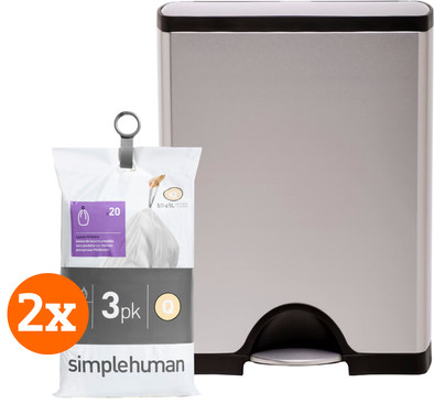 Simplehuman Rectangular Classic 50 Liter Rvs + Vuilniszakken (120 stuks) is nooit meer leverbaar