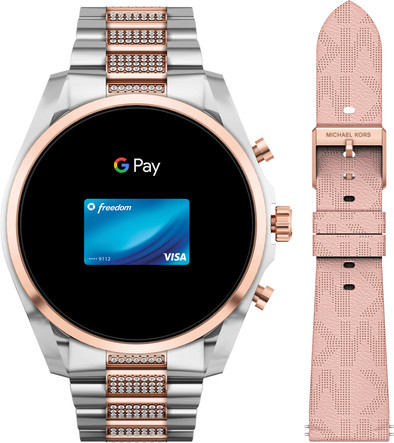 Le produit Michael Kors Gen 6 Bradshaw Display MKT5137 Argent/Or Rose avec Strass 44 mm ne sera plus jamais disponible