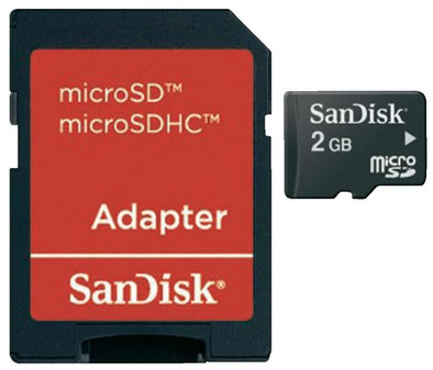 SanDisk micro SD 2 GB + SD Adapter is nooit meer leverbaar