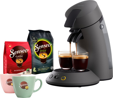 Philips Senseo Original Plus CSA210/50 Grijs met kopjes en 72 koffiepads is nooit meer leverbaar