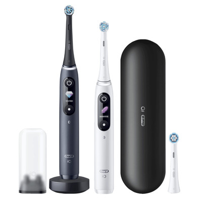 Oral-B iO Series 8 Zwart en Wit Duo Pack met extra opzetborstel is nooit meer leverbaar
