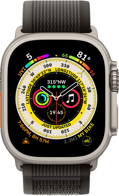 Apple Watch Ultra 4G 49mm Trail Band Zwart/Grijs S/M is nooit meer leverbaar