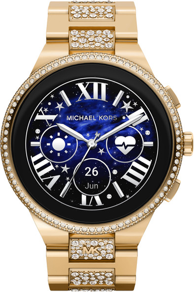 Michael Kors Gen 6 Camille Display MKT5146 Goud met steentjes 44mm is nooit meer leverbaar