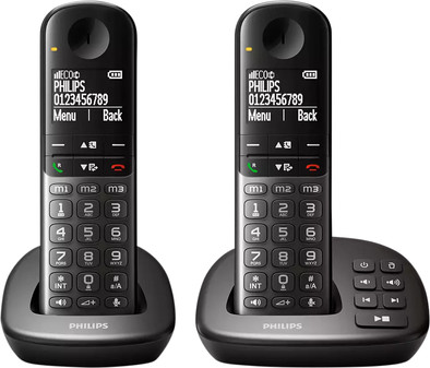 Philips DECT Draadloze Telefoon XL met 2 Handsets en Antwoordapparaat is nooit meer leverbaar