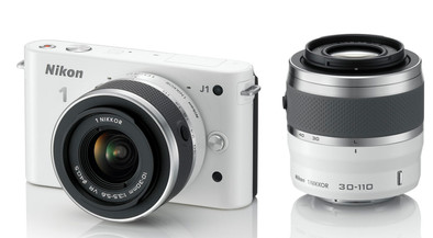 Nikon 1 J1 Wit + 1 Nikkor VR 10-30 mm + VR 30-110 mm is nooit meer leverbaar