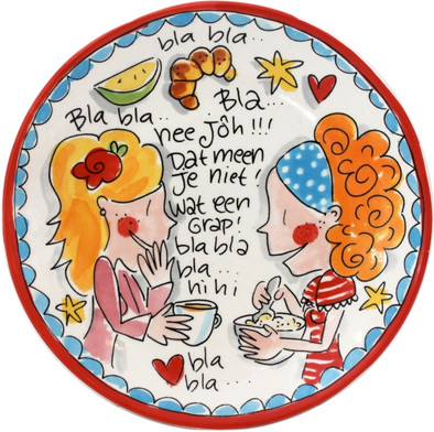 Blond Amsterdam Even Bijkletsen Plat Bord 22 cm Tekst Rood is nooit meer leverbaar