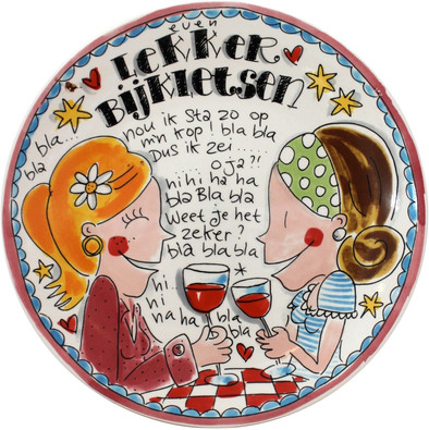 Blond Amsterdam Even Bijkletsen Plat Bord 26 cm Tekst Roze is nooit meer leverbaar