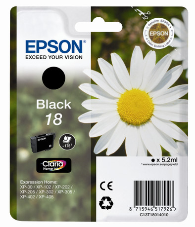 Epson 18 L Inktcartridge Zwart C13T18014010 is nooit meer leverbaar