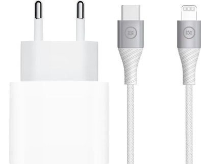 Apple Usb C Oplader 20W + Lightning Kabel 1,5m Nylon Wit is nooit meer leverbaar