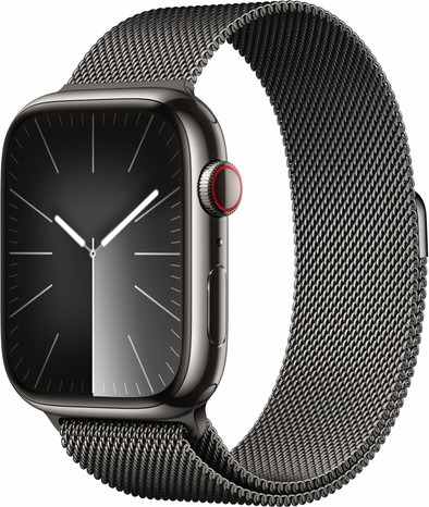 Apple Watch Series 9 4G 45mm Grafiet Rvs Milanese Polsband is nooit meer leverbaar
