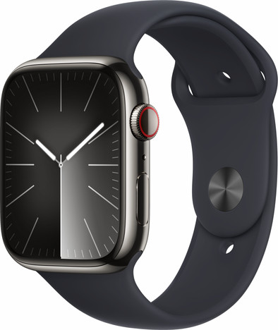 Apple Watch Series 9 4G 45mm Grafiet Rvs Sportband M/L is nooit meer leverbaar