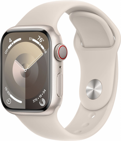 Apple Watch Series 9 4G 41mm Starlight Aluminium Sportband M/L is nooit meer leverbaar