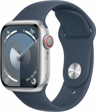 Apple Watch Series 9 4G 41mm Zilver Aluminium Sportband Blauw M/L is nooit meer leverbaar