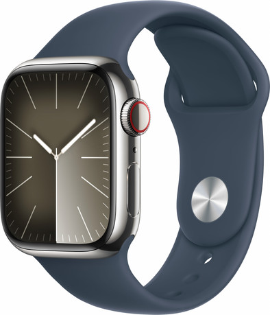 Apple Watch Series 9 4G 41mm Zilver Rvs Sportband Blauw M/L is nooit meer leverbaar
