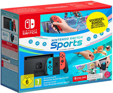 Nintendo Switch Rood/Blauw + Switch Sports + 3 maanden Nintendo Online is nooit meer leverbaar