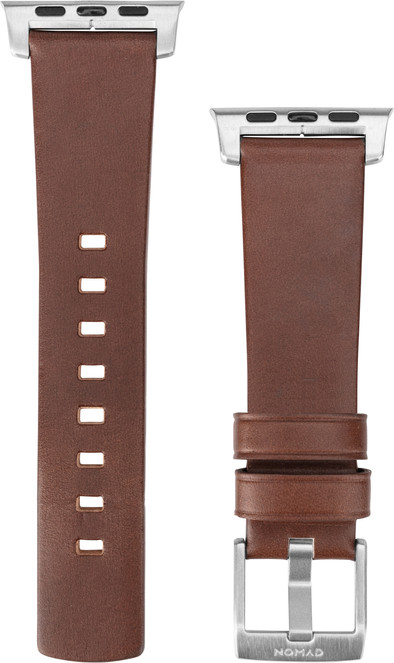 Nomad Apple Watch 40/41 mm Leren Bandje Bruin/Zilver is nooit meer leverbaar