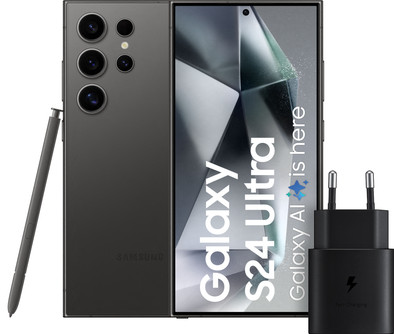Samsung Galaxy S24 Ultra 256GB Zwart 5G + Samsung Snellader 25 Watt Zwart is nooit meer leverbaar