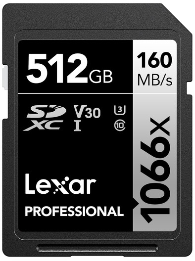 Lexar Professional SDXC 1066x SILVER 512GB 120MB/s is nooit meer leverbaar