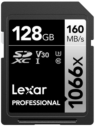 Lexar Professional SDXC 1066x SILVER 128GB 160MB/s is nooit meer leverbaar