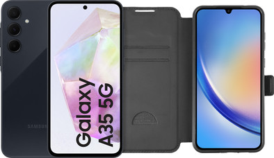 Samsung Galaxy A35 128GB Donkerblauw 5G + BlueBuilt Book Case Zwart is nooit meer leverbaar