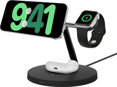 Belkin Boost Charge Pro 3-in-1 MagSafe en Qi2 Draadloze Oplader 15W Zwart is nooit meer leverbaar