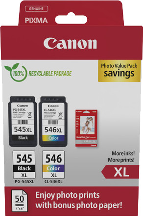 Canon PG545XL/CL546XL + Canon GP-501 Fotopapier is nooit meer leverbaar
