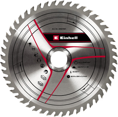 Einhell HM TCT Zaagblad 210x30x2,4 mm 48 T is nooit meer leverbaar