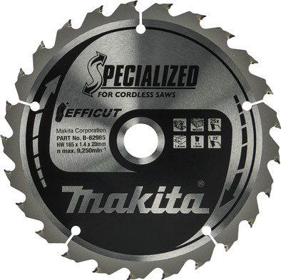 Makita Cirkelzaagblad Hout Efficut 165x20x1,4 25T is nooit meer leverbaar
