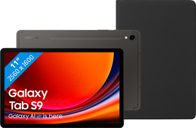 Samsung Galaxy Tab S9 11 inch 128GB Wifi Zwart + BlueBuilt Book Case Zwart is nooit meer leverbaar