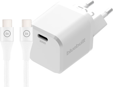 BlueBuilt Power Delivery Oplader 30W + Usb C Kabel 1,5m Nylon Wit is nooit meer leverbaar