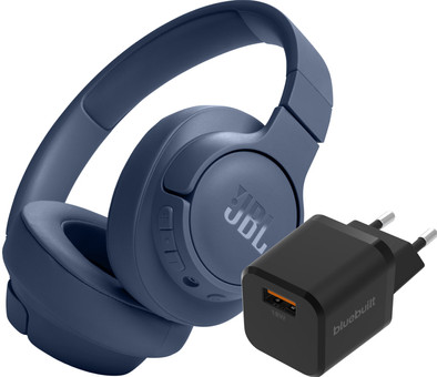 JBL Tune 720BT Blauw + BlueBuilt Quick Charge Oplader met Usb A Poort 18W Zwart is nooit meer leverbaar