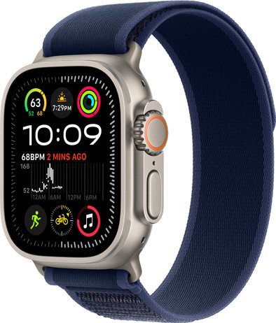 Apple Watch Ultra 2 4G 49mm Zilver Trail Band Blauw S/M is nooit meer leverbaar