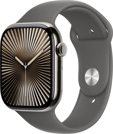 Apple Watch Series 10 4G 46mm Titanium Zilver Sportband S/M is nooit meer leverbaar