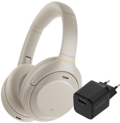 Sony WH-1000XM4 Zilver + BlueBuilt Quick Charge Oplader met Usb A Poort 18W Zwart is nooit meer leverbaar