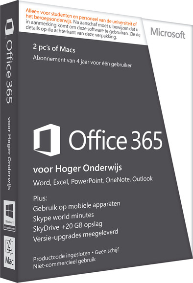 Microsoft Office 365 voor Hoger Onderwijs NL 4 jaar abonnement is nooit meer leverbaar