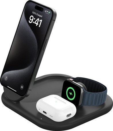 Belkin Boost Charge MagSafe en Qi2 3-in-1 Draadloze Oplader 15W met Standaard Zwart is nooit meer leverbaar