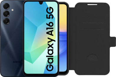 Samsung Galaxy A16 128GB Donkerblauw 5G + BlueBuilt Book Case Zwart is nooit meer leverbaar