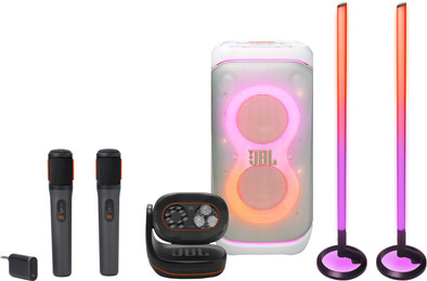 JBL Partybox Stage 320 Wit Karaoke pakket Klein is nooit meer leverbaar